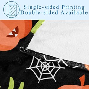 Halloween Pumpkin Rotten Hand Web Spider Prints Soft Warm Cozy Blanket Throw for Bed Couch Sofa Picnic Camping Beach, 150×100cm