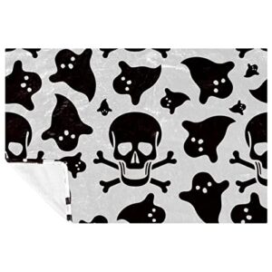 halloween skull ghost prints soft warm cozy blanket throw for bed couch sofa picnic camping beach, 150×100cm