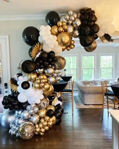 black gold sliver balloons garland arch kit with chrome metallic gold silver 169pcs various sizes balloon for anniversary new year party bachelorette nye party decorations