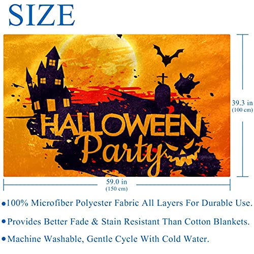 Halloween Background Prints Soft Warm Cozy Blanket Throw for Bed Couch Sofa Picnic Camping Beach, 150×100cm