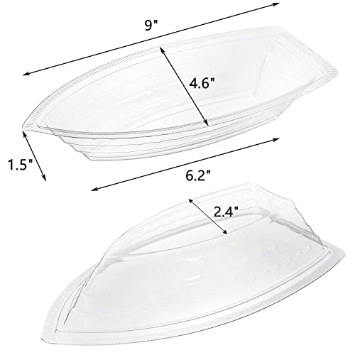 ZEAYEA 120 Pack Banana Split Boat Plate, 12 oz Disposable Plastic Food Boats, Food Grade Ice Cream Sundae Serving Bowls for Snack, Salad, Chip, Dessert Bowls for Party, Restaurants, Home