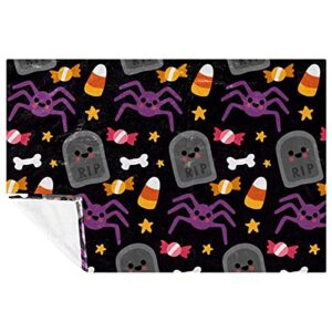 halloween spider black prints soft warm cozy blanket throw for bed couch sofa picnic camping beach, 150×100cm