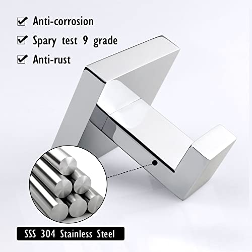 RED SATURN Towel Hooks Bathroom Coat Hook Robe Hook SUS304 Stainless Steel Towel Robe Clothes Cabinet Closet Square Heavy Duty Wall Hook for Livingroom Bedroom Kitchen Hotel Wall Mounted