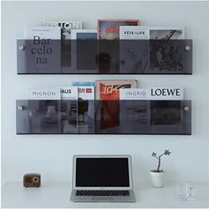 2-Pack Acrylic Magazine Holder Brochure Holder, 17" Record Holder Magazine Rack, Fashion Hanging Bookshelf Literature Storage Rack for Waiting Room, Living Room, Office,Translucent Gray 17 Inch