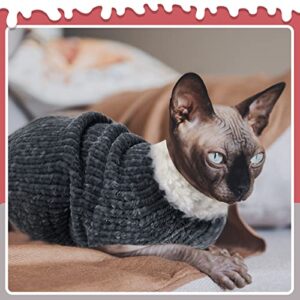 2 Pieces Sphynx Cat Clothes, Winter Warm Faux Fur Sweater Outfit High Collar Cat Apparel Hairless Cat Sweaters Hairless Cats Vest Turtleneck for Hairless Cat Shirts Sweaters (Pink, Gray)