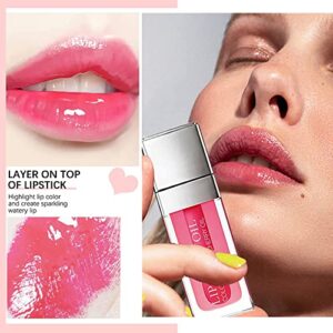 Plumping Lip Oil, Long Lasting Hydrating Gloss Tinted Balm Non-sticky Revitalizing, Tinting Care Oil for Dry (CHERRY)