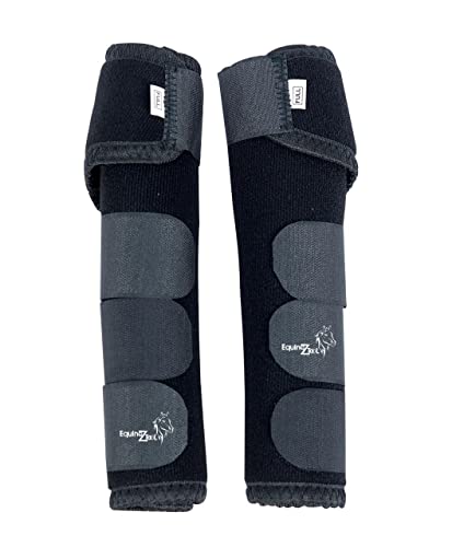 Equinez Tools Horse Brushing Boots Leg Wraps Black Set of 2 and 4 (cob, Black, 4)