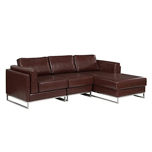 Farati Luxury Sectional Couch L-Shape Leather Sofa with Right Chaise, PU Leather Modern Solid Wood Frame Couch for Living Room