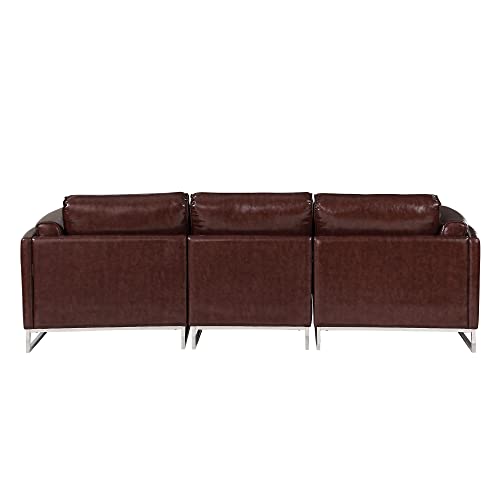 Farati Luxury Sectional Couch L-Shape Leather Sofa with Right Chaise, PU Leather Modern Solid Wood Frame Couch for Living Room