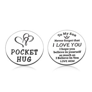 inspirational gift for son pocket hug token to kids valentines day christmas birthday gifts for boys teens stocking stuffers present from mom dad back to school keepsakes never forget that i love you