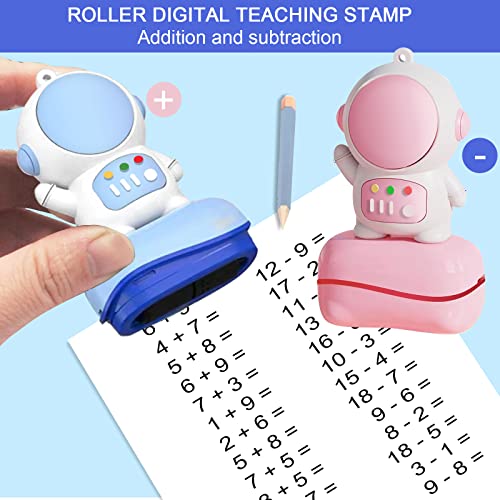 Roller Digital Teaching Stamp for Kids,LEGMEE Addition and Subtraction Seal Arithmetic Artifact, Within 100 Teaching Math Practice Questions, for Preschool Kindergarten Homeschool Supplies (2pcs)