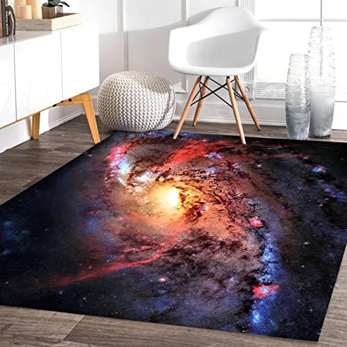 Oueoty Galaxy Space Area Rug 5x7ft/60x84in/152x213cm,Polyester Yoga Mat for Living Dining Dorm Room Bedroom Home Halloween Decor