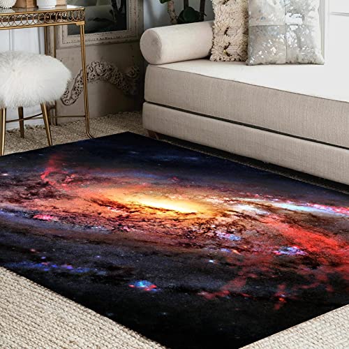 Oueoty Galaxy Space Area Rug 5x7ft/60x84in/152x213cm,Polyester Yoga Mat for Living Dining Dorm Room Bedroom Home Halloween Decor