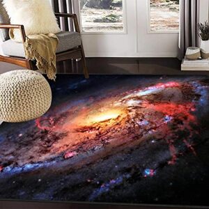 Oueoty Galaxy Space Area Rug 5x7ft/60x84in/152x213cm,Polyester Yoga Mat for Living Dining Dorm Room Bedroom Home Halloween Decor