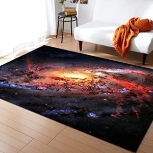 Oueoty Galaxy Space Area Rug 5x7ft/60x84in/152x213cm,Polyester Yoga Mat for Living Dining Dorm Room Bedroom Home Halloween Decor