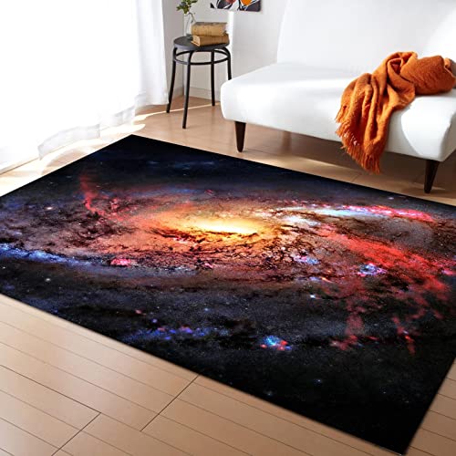 Oueoty Galaxy Space Area Rug 5x7ft/60x84in/152x213cm,Polyester Yoga Mat for Living Dining Dorm Room Bedroom Home Halloween Decor