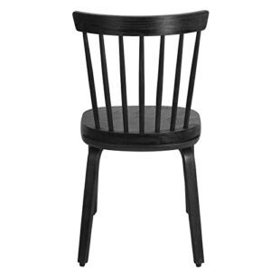 Bekrvio Black Dining Chairs Set of 4 Windsor Chairs with Bentwood Legs, Farmhouse Spindle Back Dining Chair, Vintage Mid-Century Country Style, Solid Wood Armless Kitchen Side Chairs for Living Room