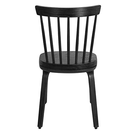 Bekrvio Black Dining Chairs Set of 4 Windsor Chairs with Bentwood Legs, Farmhouse Spindle Back Dining Chair, Vintage Mid-Century Country Style, Solid Wood Armless Kitchen Side Chairs for Living Room