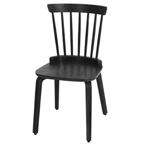 Bekrvio Black Dining Chairs Set of 4 Windsor Chairs with Bentwood Legs, Farmhouse Spindle Back Dining Chair, Vintage Mid-Century Country Style, Solid Wood Armless Kitchen Side Chairs for Living Room