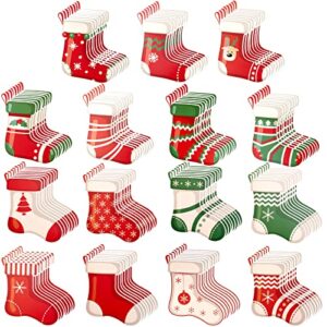 90 pcs assorted christmas stocking cut-outs xmas stocking cut-outs with glue point dots colorful christmas bulletin board decorations xmas name tag cutouts for bulletin border office party favor