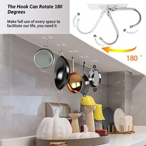 Large Adhesive Hooks, 16 Pack Heavy Duty Hold 44lb(Max) Sticky Hooks, Waterproof and Rustproof Wall Hooks for Hanging, Self-Adhesive Traceless Clear Wall Hooks to Use for Kitchen Bathroom Home Office