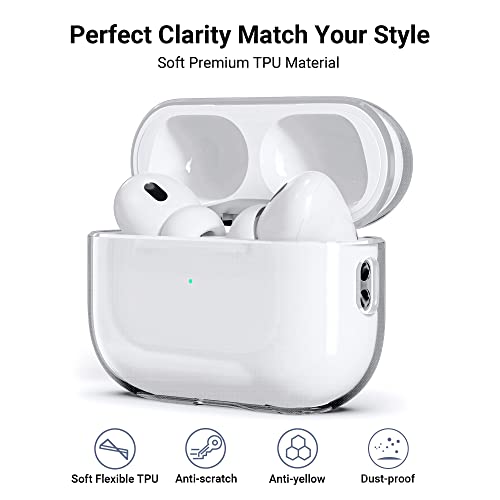ULAK Compatible Airpods Pro 2nd Generation Case Clear, Soft TPU AirPods Pro 2 Case with Hand Strap Women Men Shockproof Transparent Protecitve Cover for Apple Airpods Pro 2 (2022),HDCLEAR