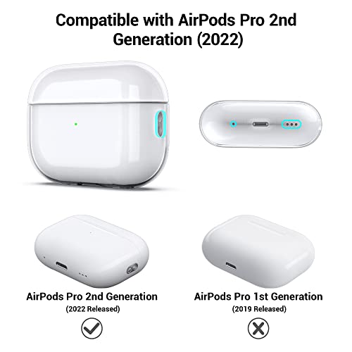 ULAK Compatible Airpods Pro 2nd Generation Case Clear, Soft TPU AirPods Pro 2 Case with Hand Strap Women Men Shockproof Transparent Protecitve Cover for Apple Airpods Pro 2 (2022),HDCLEAR