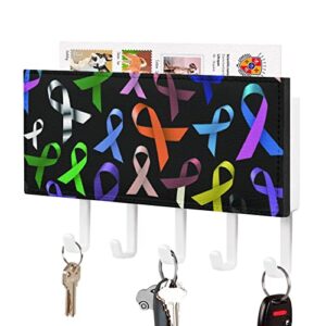 breast cancer awareness pu leather wall mounted key hook organizer hanging key holder decoration