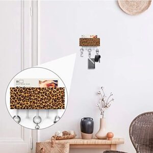 Animal Leopard Print PU Leather Wall Mounted Key Hook Organizer Hanging Key Holder Decoration