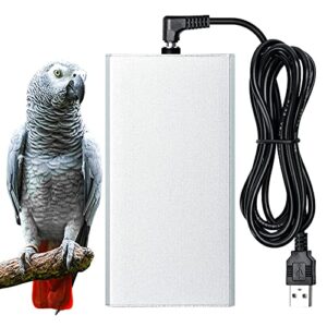bird warmer for cage, bird heater to snuggle up for african grey, parakeets, parrots, small birds, usb 5v,sliver