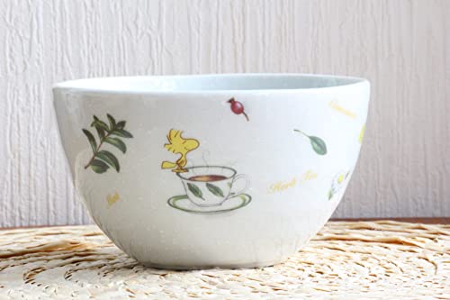 シミズ陶業(Shimizutougyou) Shimizu Pottery Herb Forest Snoopy Bowl, Set of 2, White