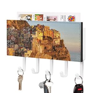 manarola at sunset pu leather wall mounted key hook organizer hanging key holder decoration