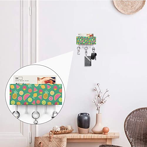 Tropical Fruits PU Leather Wall Mounted Key Hook Organizer Hanging Key Holder Decoration