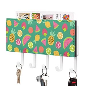 Tropical Fruits PU Leather Wall Mounted Key Hook Organizer Hanging Key Holder Decoration