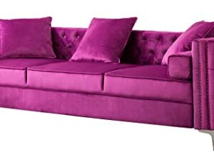 Legend Vansen Modern couches for Living Room Velvet Upholstery Nailhead Trim Sofas, 104'', Violet