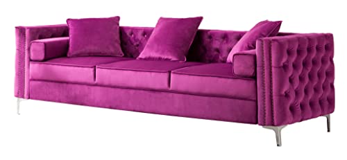 Legend Vansen Modern couches for Living Room Velvet Upholstery Nailhead Trim Sofas, 104'', Violet