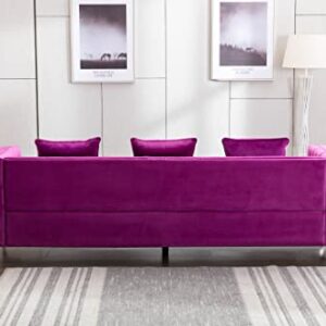 Legend Vansen Modern couches for Living Room Velvet Upholstery Nailhead Trim Sofas, 104'', Violet