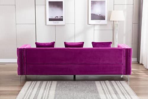 Legend Vansen Modern couches for Living Room Velvet Upholstery Nailhead Trim Sofas, 104'', Violet