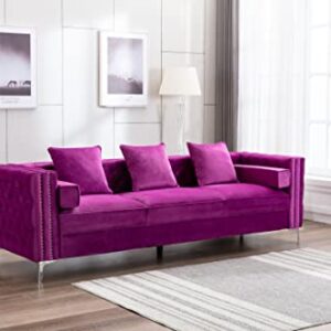 Legend Vansen Modern couches for Living Room Velvet Upholstery Nailhead Trim Sofas, 104'', Violet