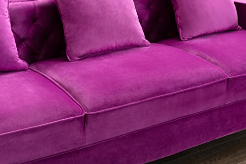 Legend Vansen Modern couches for Living Room Velvet Upholstery Nailhead Trim Sofas, 104'', Violet