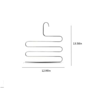 Pants Hanger Multi-Layer Non-Slip S-Shape Trousers Hangers Stainless Steel Clothes Hanger Closet Storage Organizer for Tie Scarf Jeans Pants(5-Layer,1 Pack)