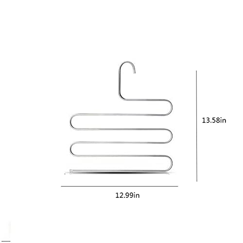 Pants Hanger Multi-Layer Non-Slip S-Shape Trousers Hangers Stainless Steel Clothes Hanger Closet Storage Organizer for Tie Scarf Jeans Pants(5-Layer,1 Pack)