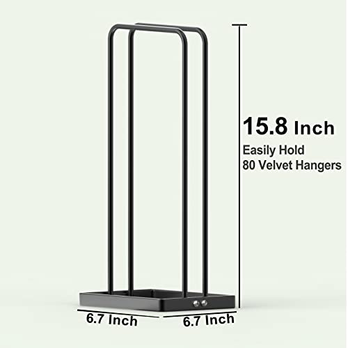 TOFIIGREM Hanger Storage Holder, Hanger Storage Stand Holds up 80 Velvet Hangers for Laundry Room Closet Space Saving, Sturdy Adult Baby Clothes Hanger Holder Rack (Black)