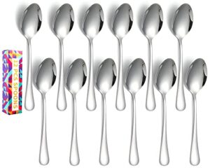 teaspoons silverware, 12 pcs stainless steel silverware spoon only, 6.7 inch soup spoon, home kitchen essential cutlery utensils for outdoor camping bbq