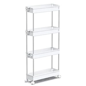 N/A 4 Tier Slim Mobile Storage cart Rack Storage Basket for Bathroom Laundry Narrow Place (Color : A, Size : 34cm*15.75cm)