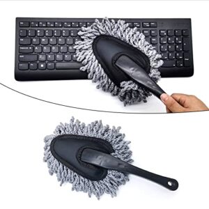 jeseny 2 PCS Car Dusting Brush, Soft Microfiber Car Interior Exterior Wash Detail Wax Drag, 11.4" No Dead Space Cleaning Brush, Suitable for Car Windows Motorcycle Dashboard Vents (Black & Grey)