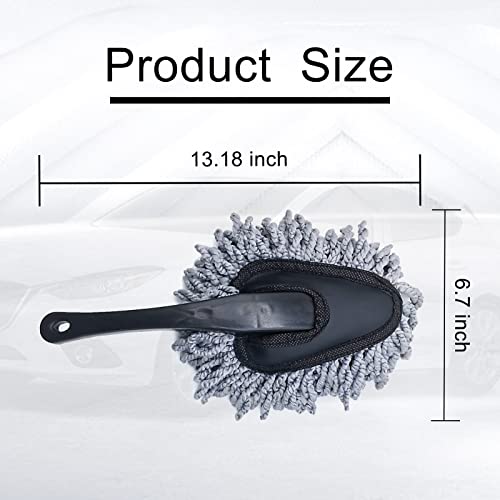 jeseny 2 PCS Car Dusting Brush, Soft Microfiber Car Interior Exterior Wash Detail Wax Drag, 11.4" No Dead Space Cleaning Brush, Suitable for Car Windows Motorcycle Dashboard Vents (Black & Grey)