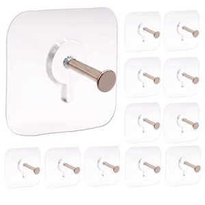 mershica adhesive wall hooks, damage-free self adhesive hooks for hanging picture, waterproof stick on hooks for doors bathroom showers kitchen wall organization（12pcs
