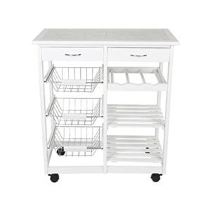 n/a 4 tier storage trolley cart kitchen organizer bathroom movable storage shelf wheels household stand holder (color : white, size : 1pcs)