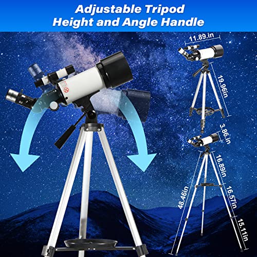 Telescope for Adults & Kids, 70mm Aperture Astronomical Refractor Telescopes (16X-120X) for Kids and Beginners with Phone Adapter, AZ Mount, Bag & Tripod to View Planets & Stars